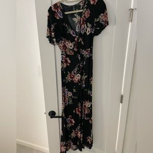 Black maxi dress with floral print